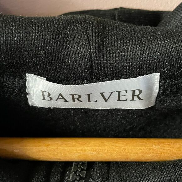 Barlver NWOT Black & Gray Striped Quarter Zip Pullover Hoodie Size S - Picture 3 of 11